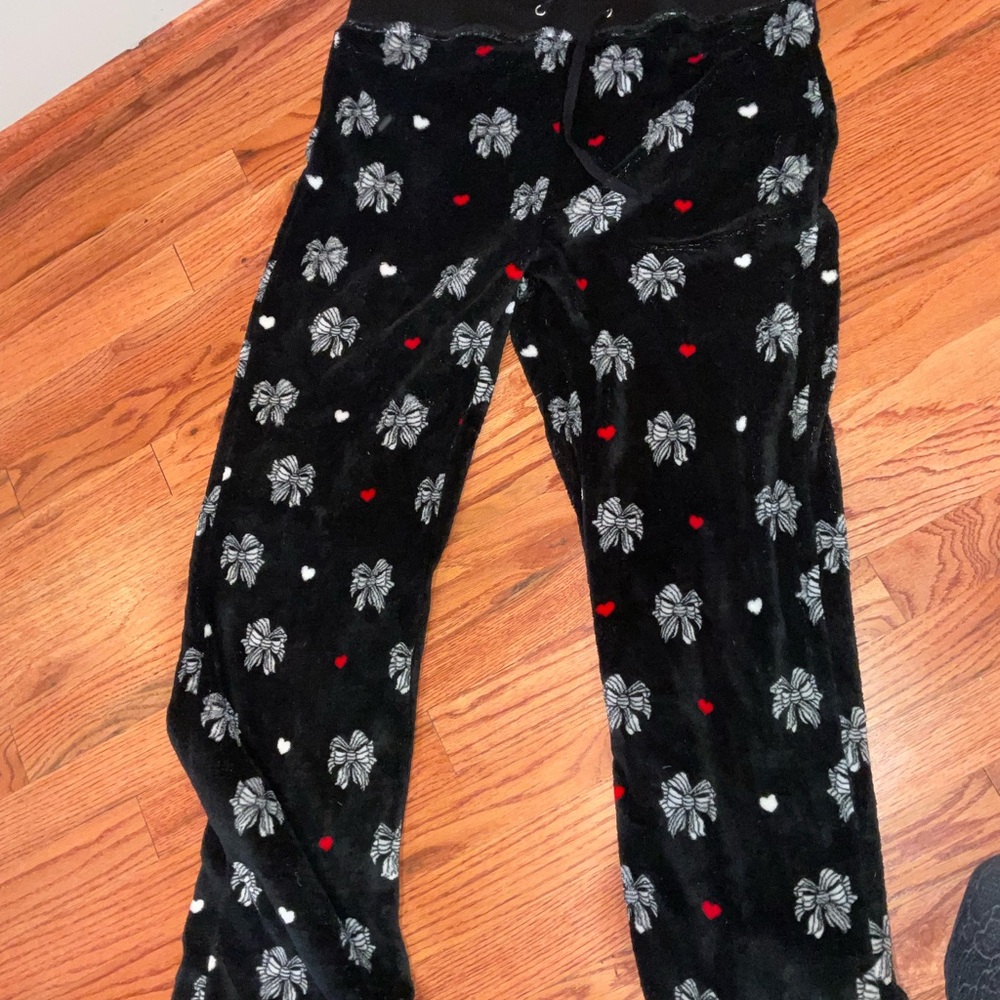 VENUS Black Pajama Pants with White and Red Accents